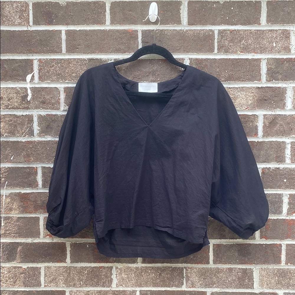 Modern Citizen Sz Medium Black Blouse in Lightweight Cotton with Balloon Sleeves